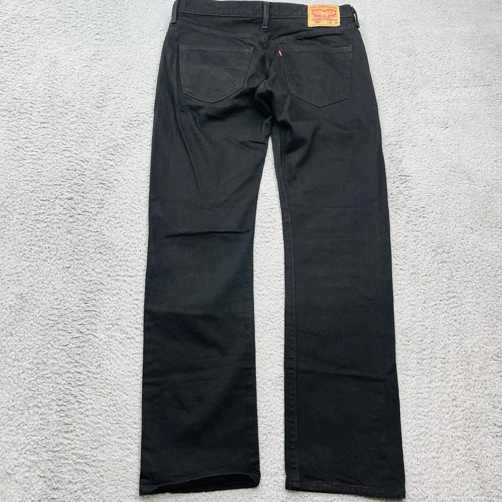 Levi's 501 Button Fly Jeans Mens 36x33 Black Straight Leg Classic Normcore‎